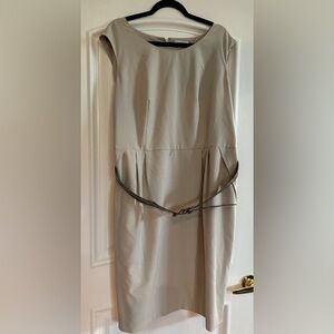 Calvin Klein 20w Elegant Beige Belted Dress NWT